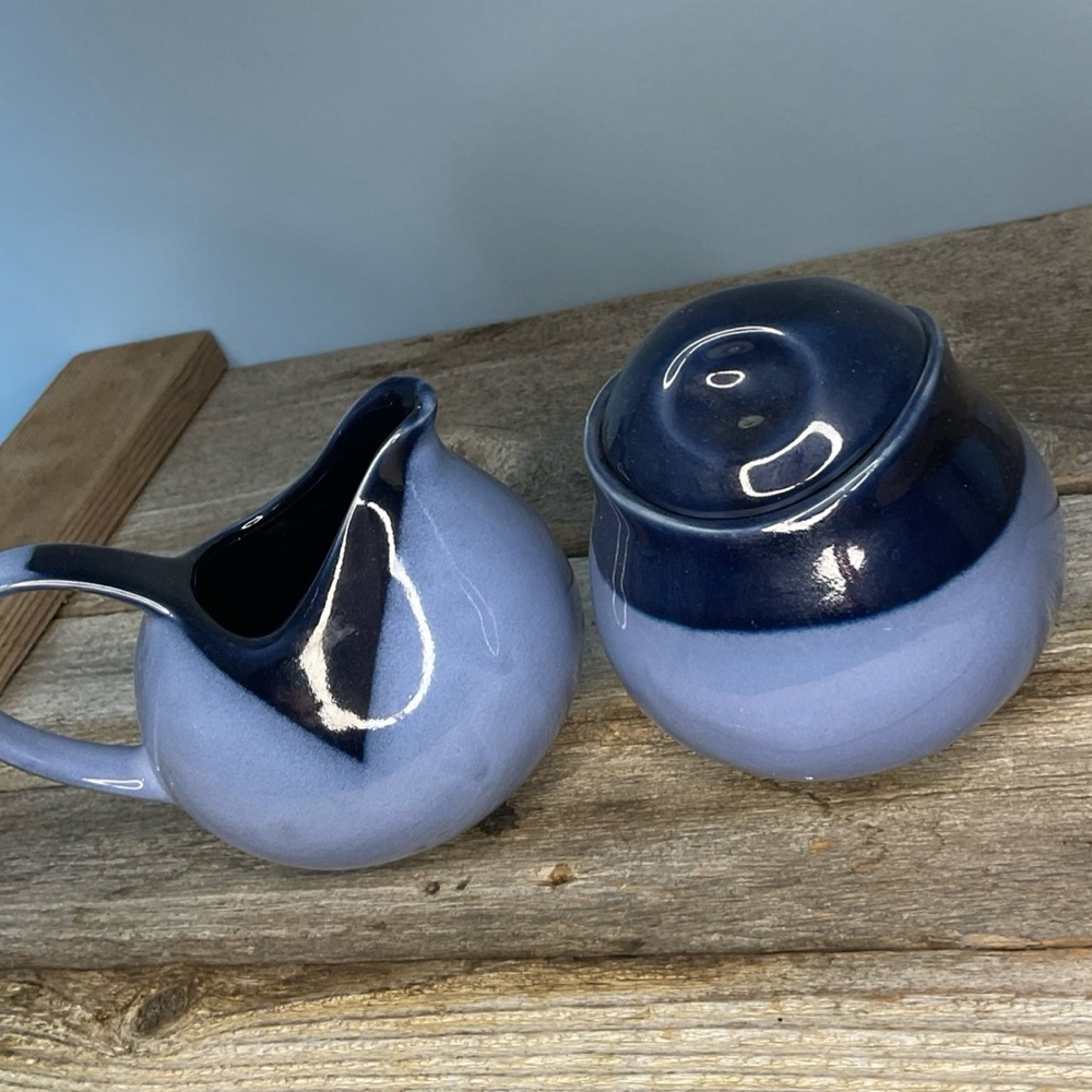 Sango nova blue creamer and sugar set